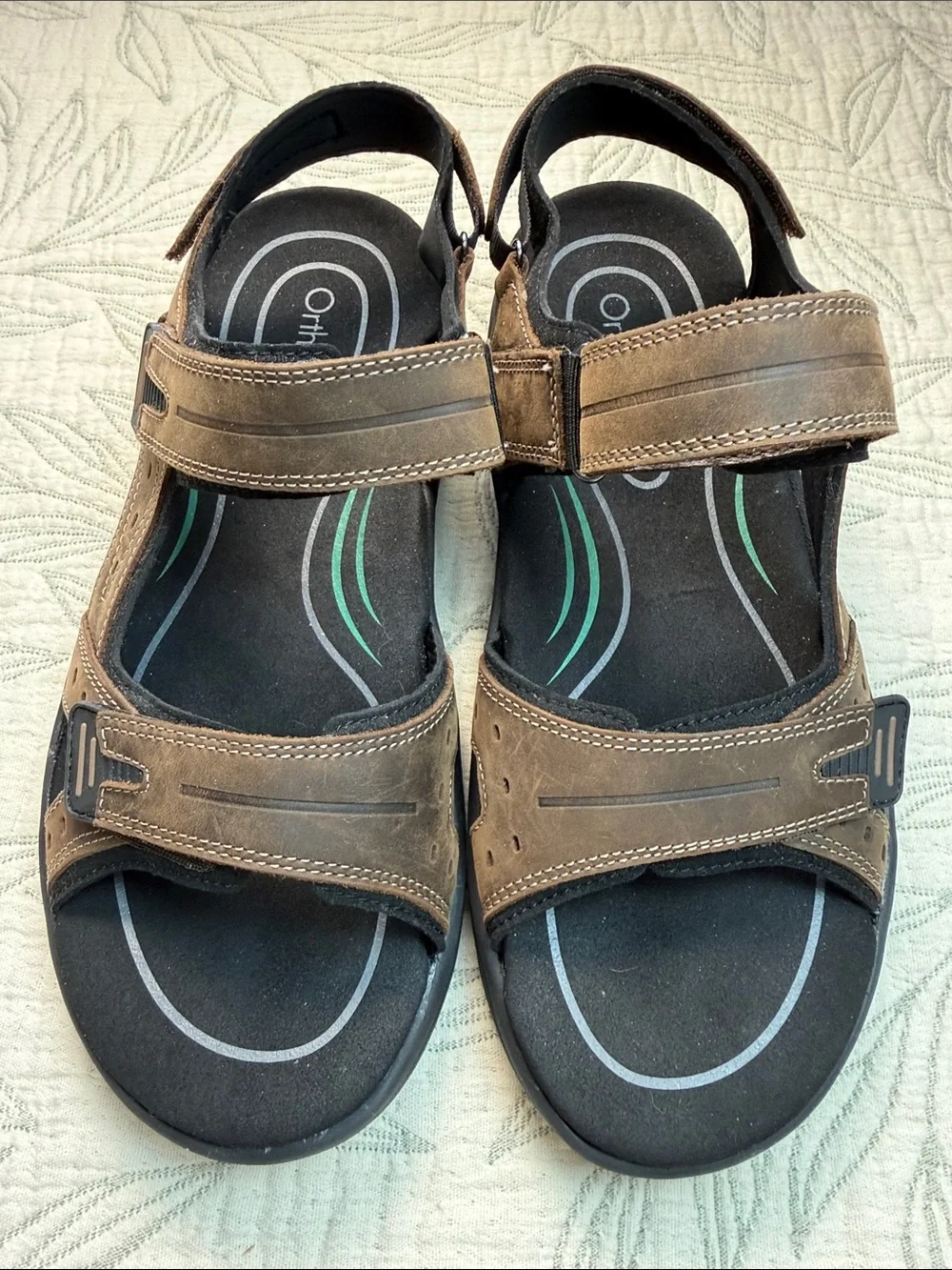 OrthoFeet Men’s Gemini Leather Upper Sandal never used. Sz. 12